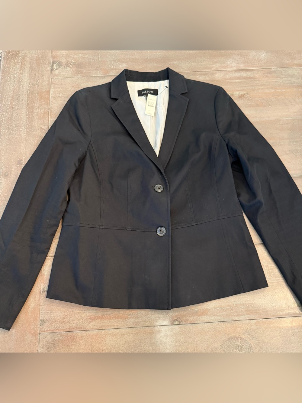 Talbots Black Blazer Women's Tailored Fit 2-Button Closure Classic NWT Sz 8